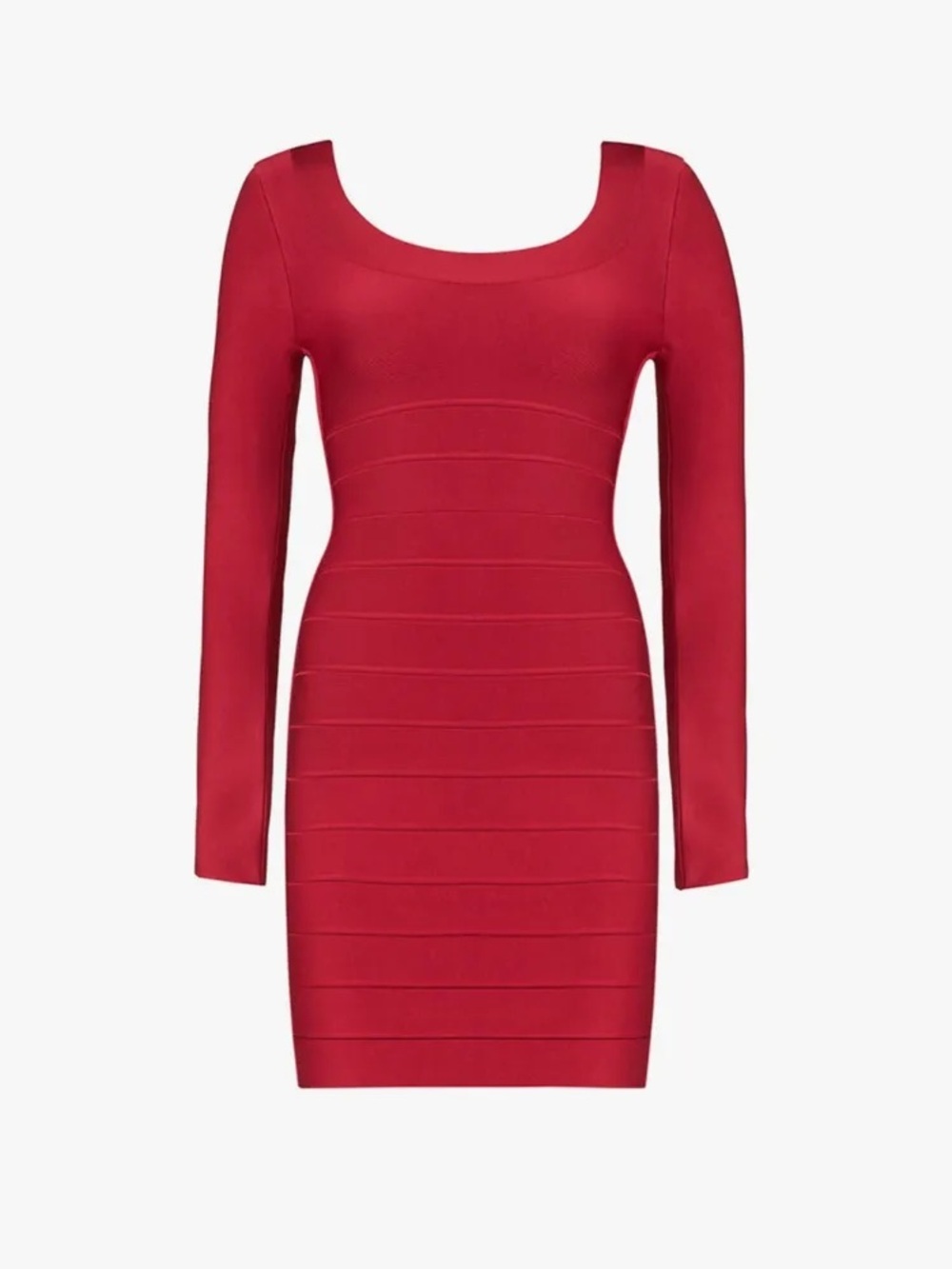 Herve Leger Paris Raspberry
Red Long Sleeve Striped Scoop
Neck Dress M